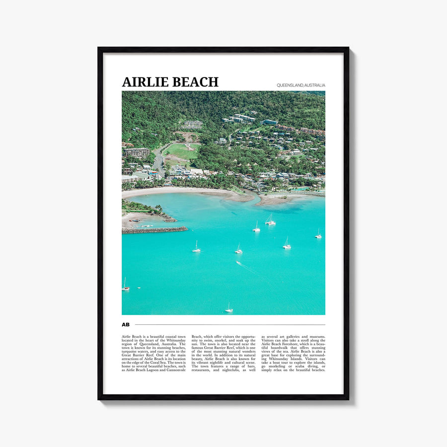 Airlie Beach colorful travel poster of Queensland, Australia – vertical wall art, unframed print shown in interior mockup