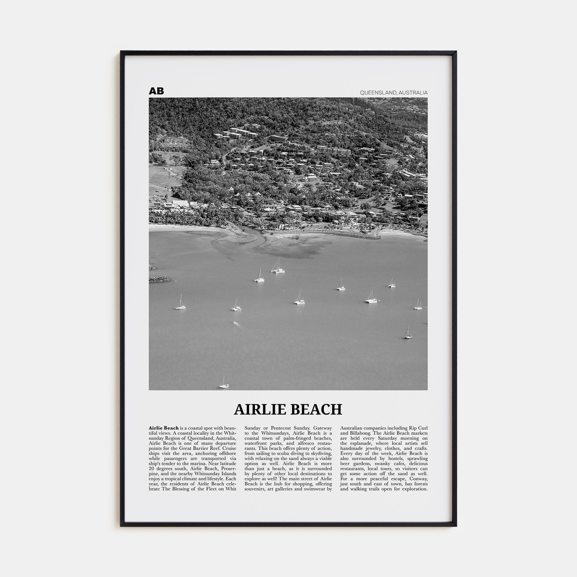 Airlie Beach Poster None / 8x12 in Nbourhood Travel B&W Poster