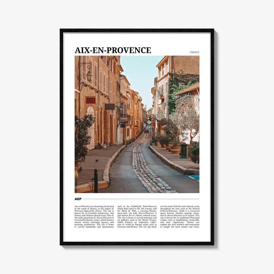 Aix-en-Provence colorful travel poster of France – vertical wall art, unframed print shown in interior mockup
