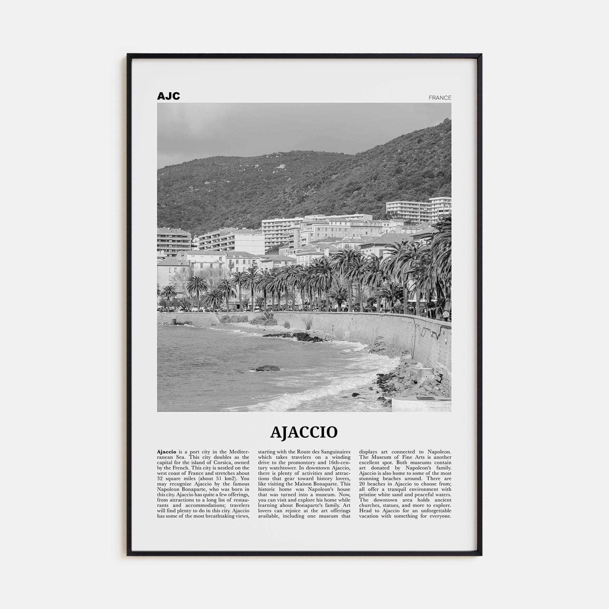 Ajaccio Poster None / 8x12 in Nbourhood Travel B&W Poster