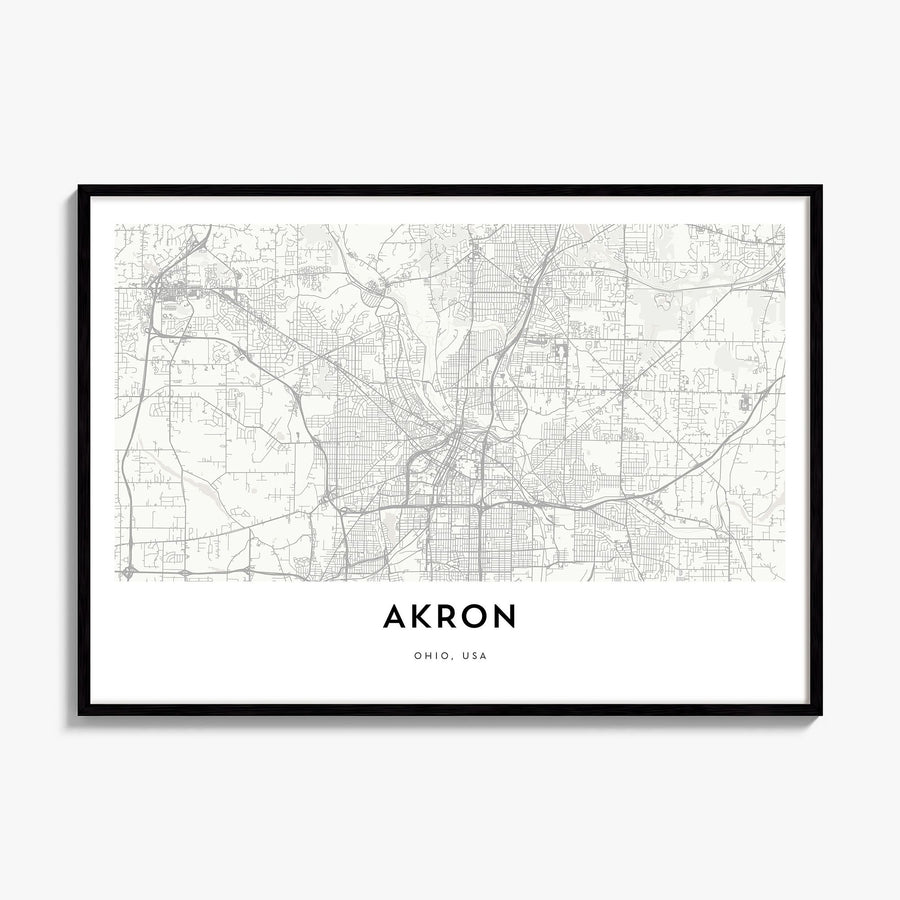 Akron Map Poster, framed poster mockup