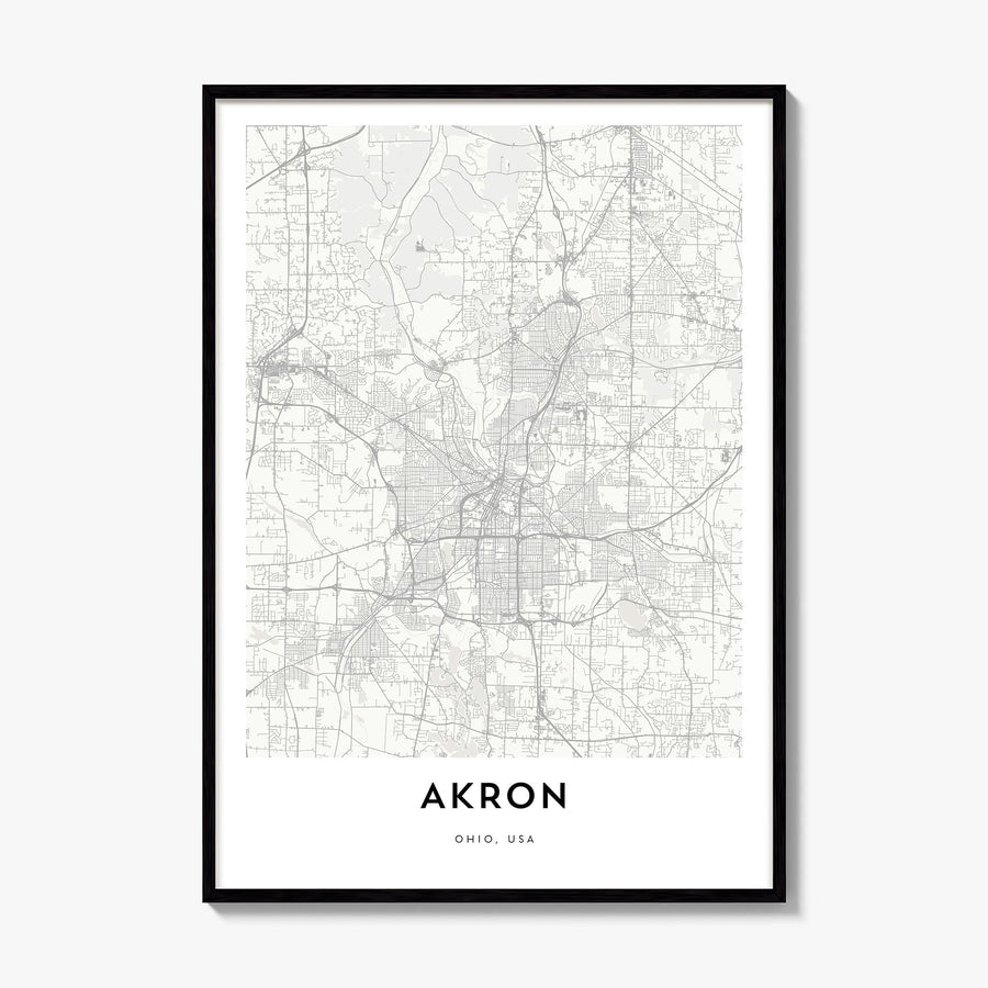 Akron Map Poster, framed poster mockup
