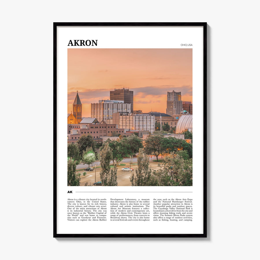 Akron Travel Poster, framed poster mockup