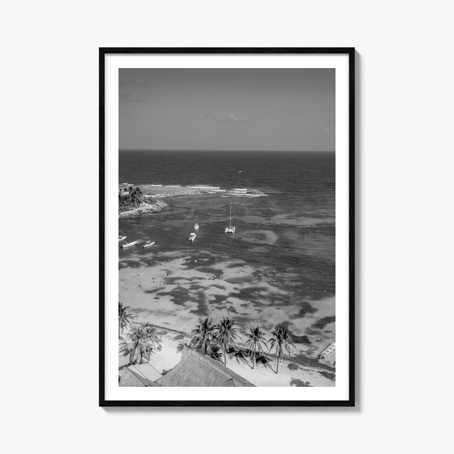 Akumal black & white photo poster of Mexico – vertical wall art, unframed print shown in interior mockup