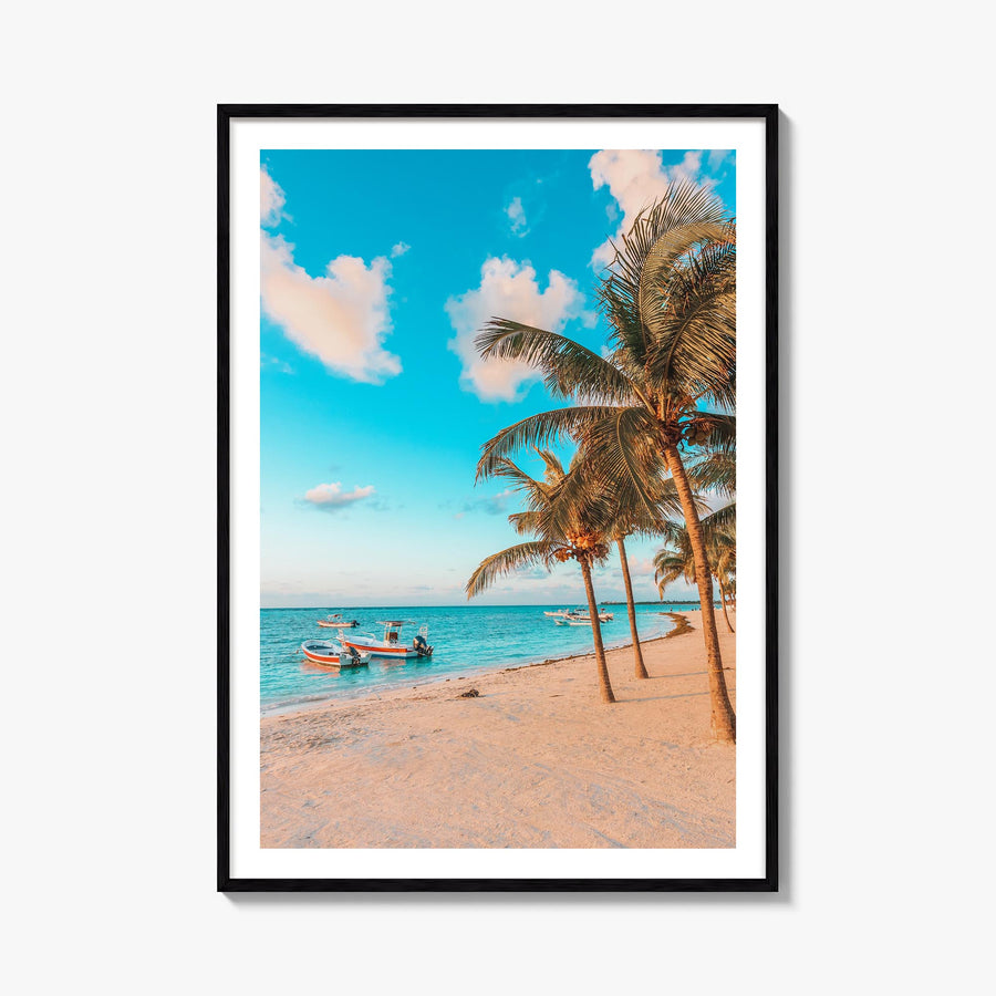 Akumal colorful photo poster of Mexico – vertical wall art, unframed print shown in interior mockup