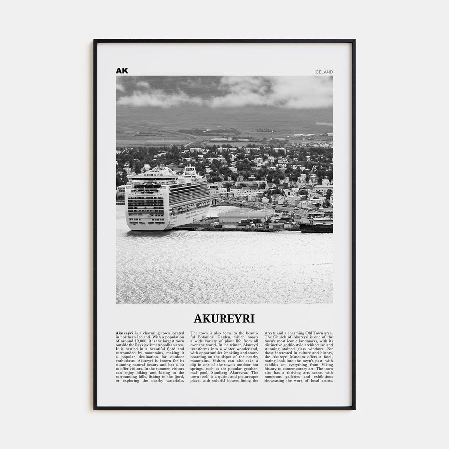 Akureyri Poster None / 8x12 in Nbourhood Travel B&W Poster