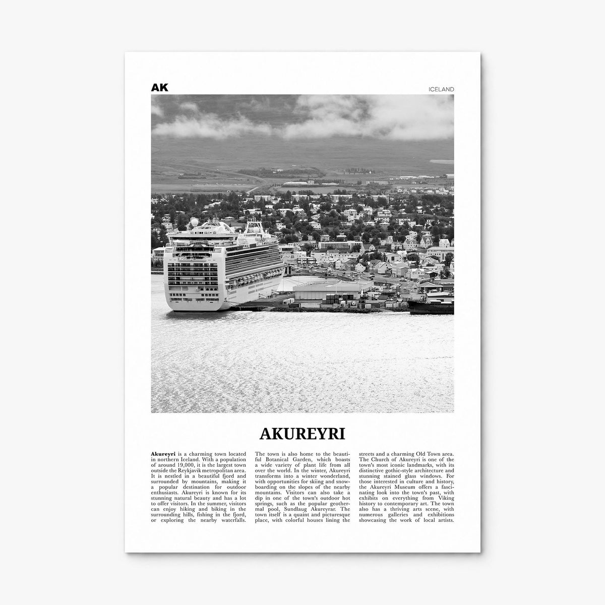 Akureyri Newspaper Poster, print only (unframed)