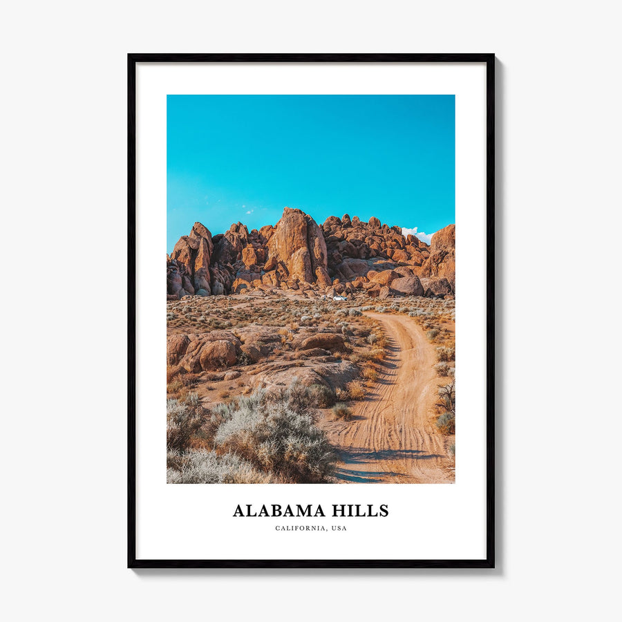 Alabama Hills, California Classic Poster, framed poster mockup