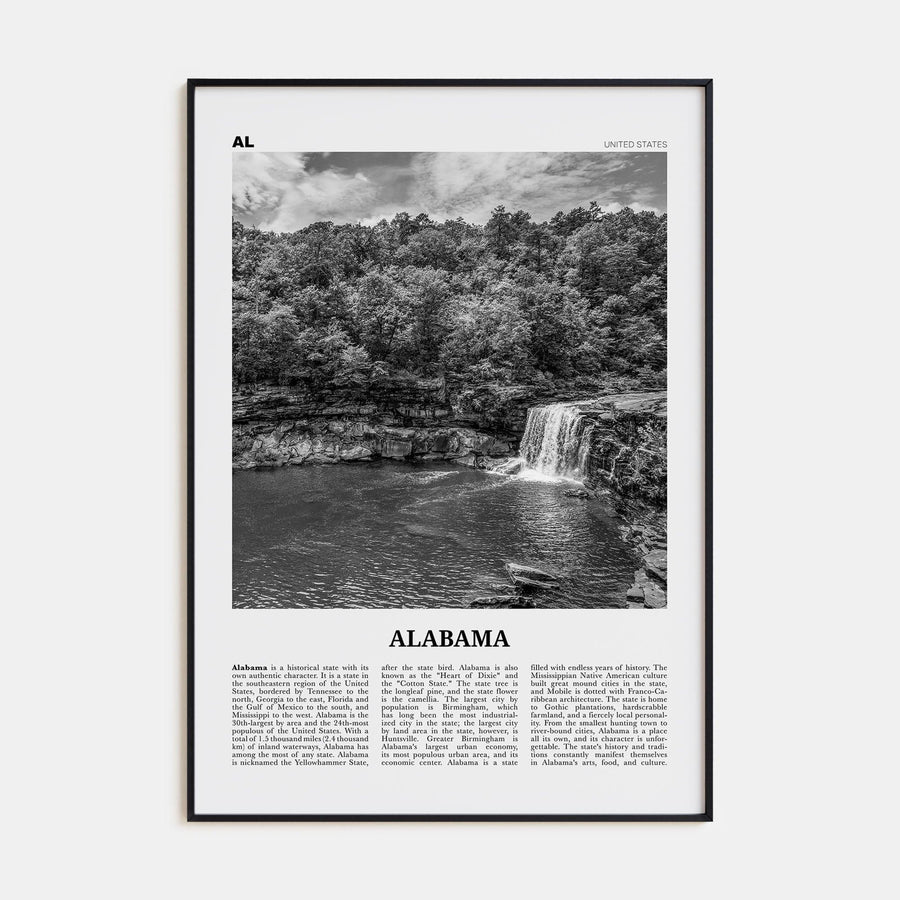 Alabama No 1 Poster None / 8x12 in Nbourhood Travel B&W Poster