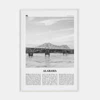 Alabama No 2 Poster White Wood / 8x12 in Nbourhood Travel B&W Poster