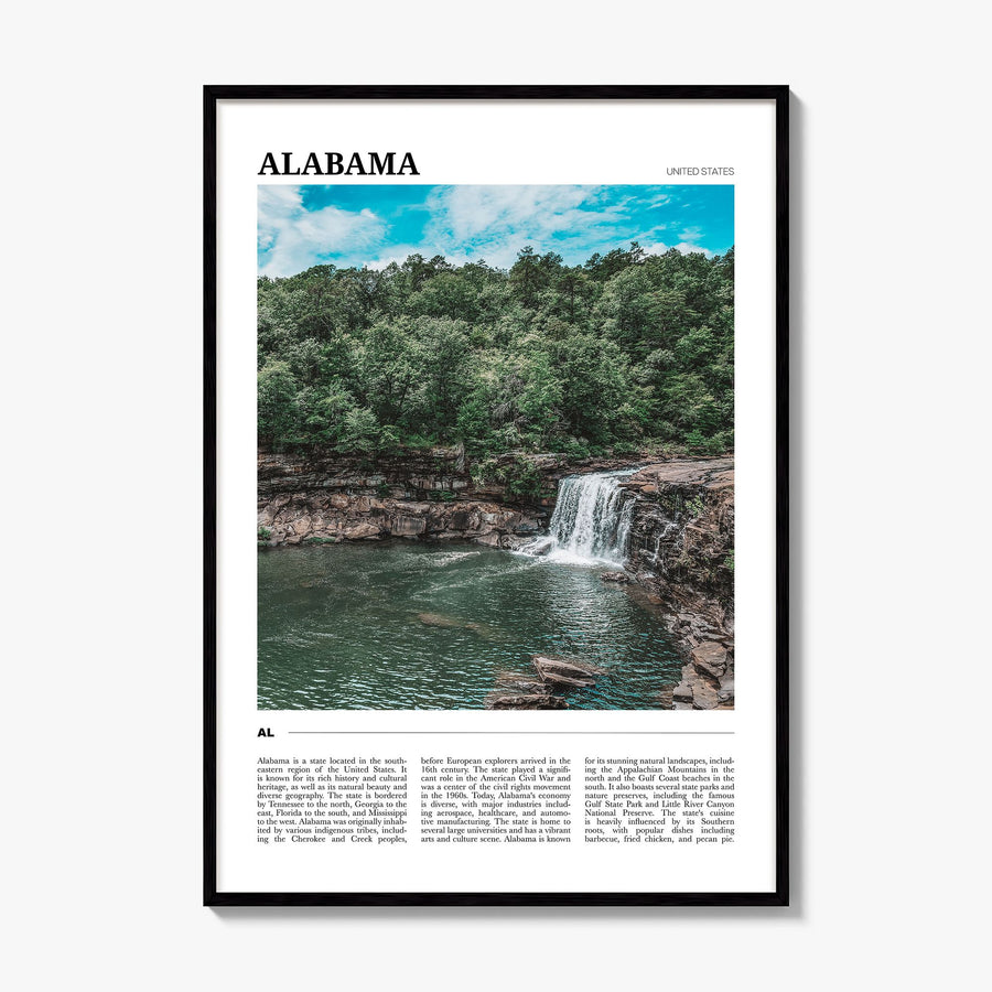 Alabama Travel Poster, framed poster mockup