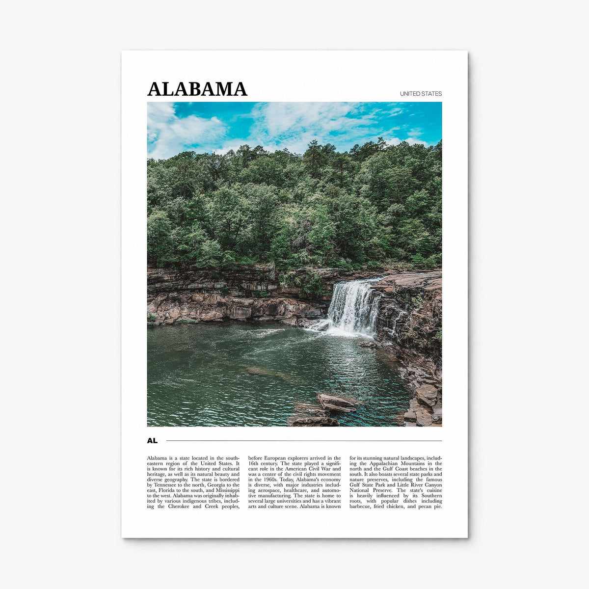 Alabama Travel Poster, print only (unframed)