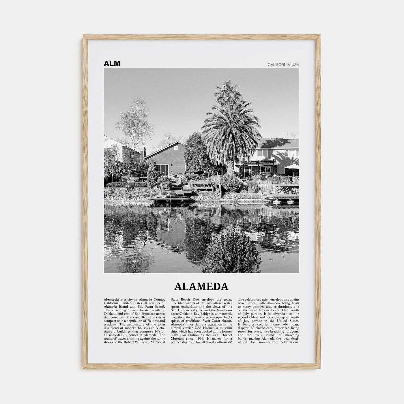 Alameda Poster Natural Wood / 8x12 in Nbourhood Travel B&W Poster