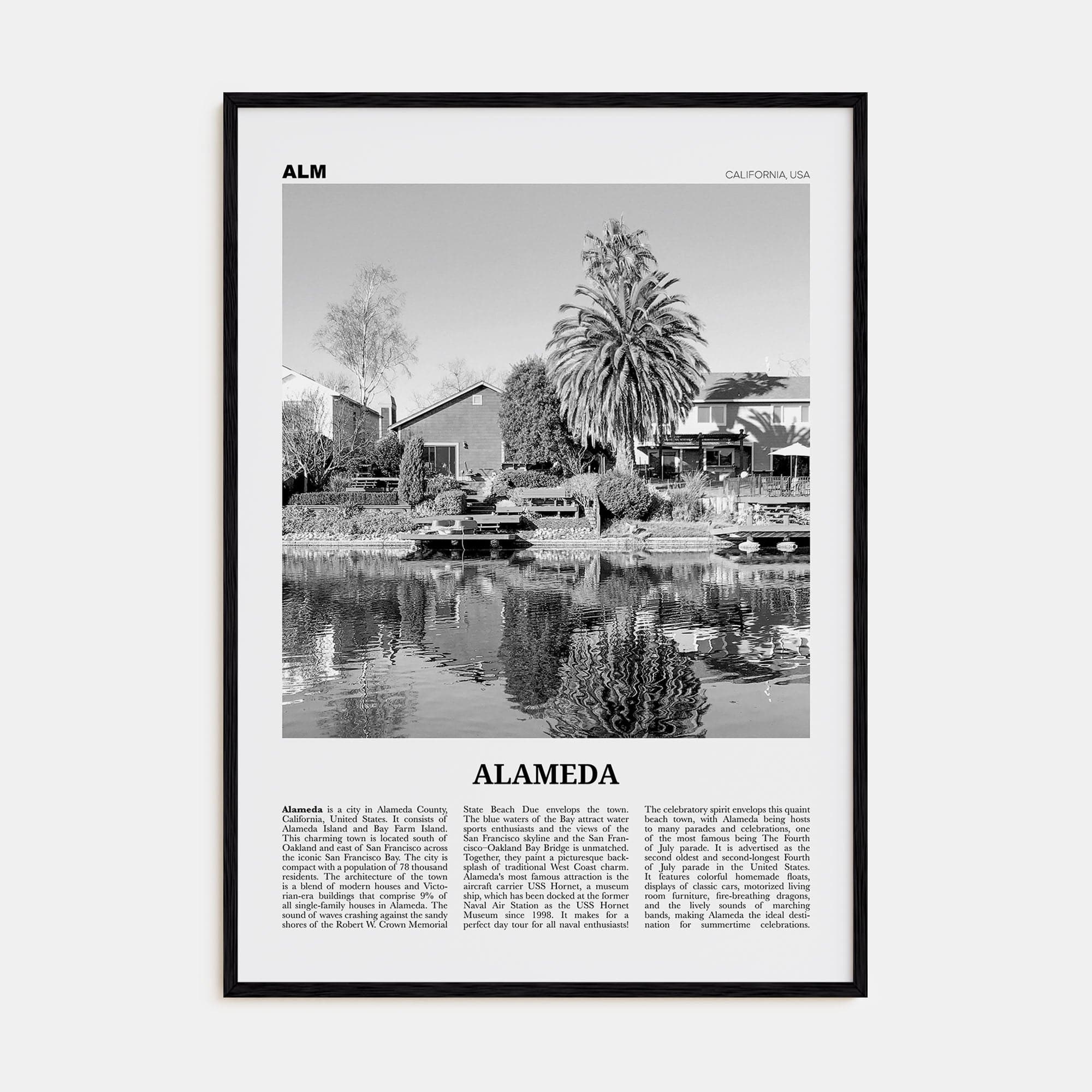 Alameda Poster Black Wood / 8x12 in Nbourhood Travel B&W Poster