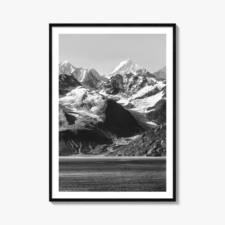 Alaska black & white photo poster of United States – vertical wall art, unframed print shown in interior mockup