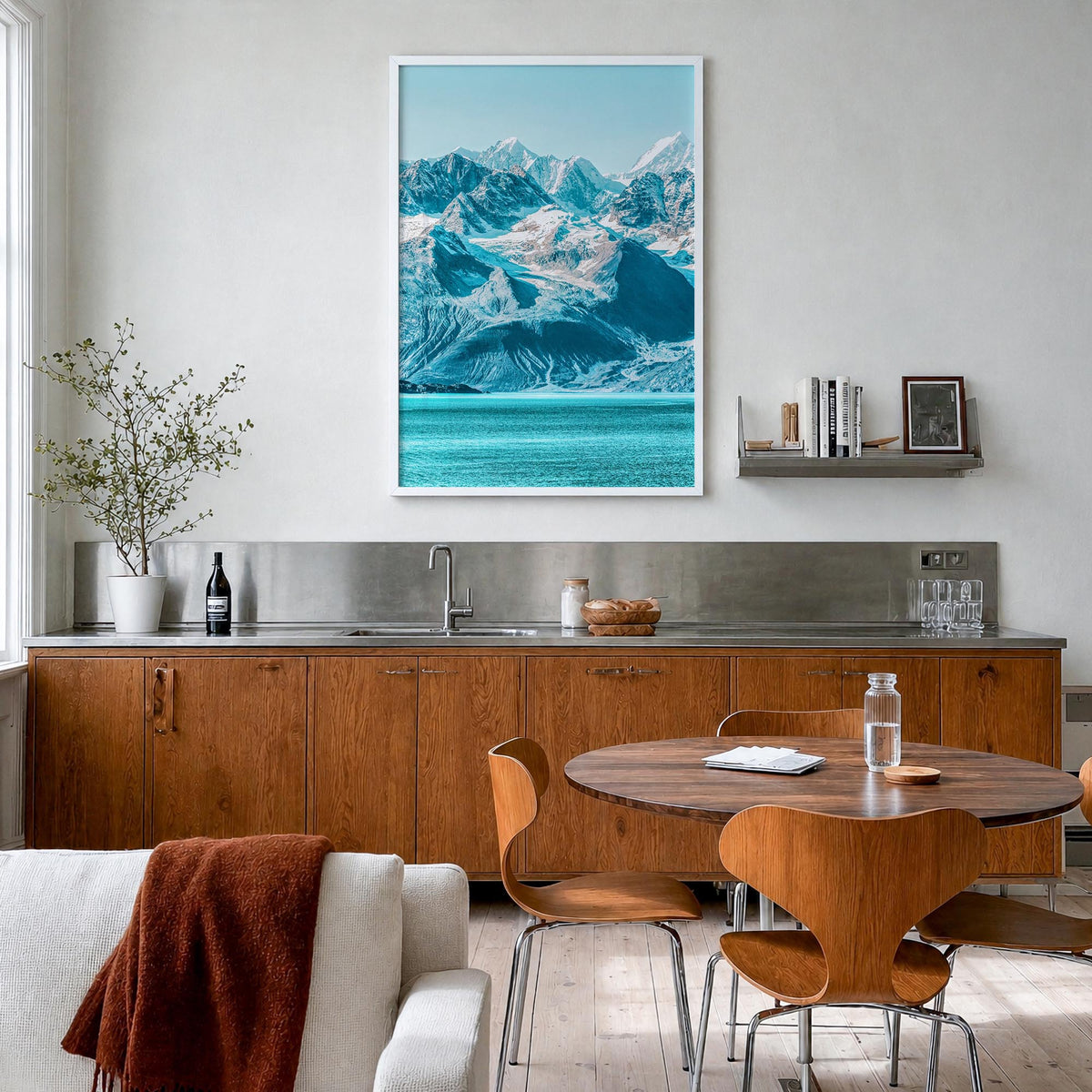 Alaska no. 2 colorful photo poster of United States – vertical wall art in white wood frame, hanging on wall