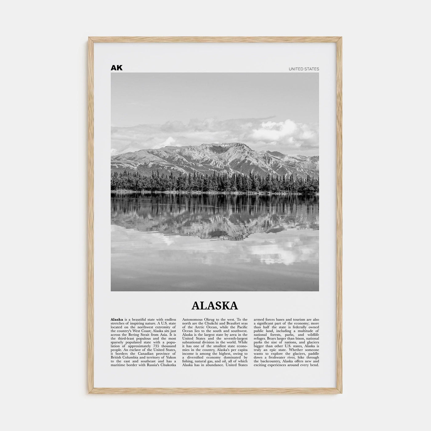 Alaska No 2 Poster Natural Wood / 8x12 in Nbourhood Travel B&W Poster