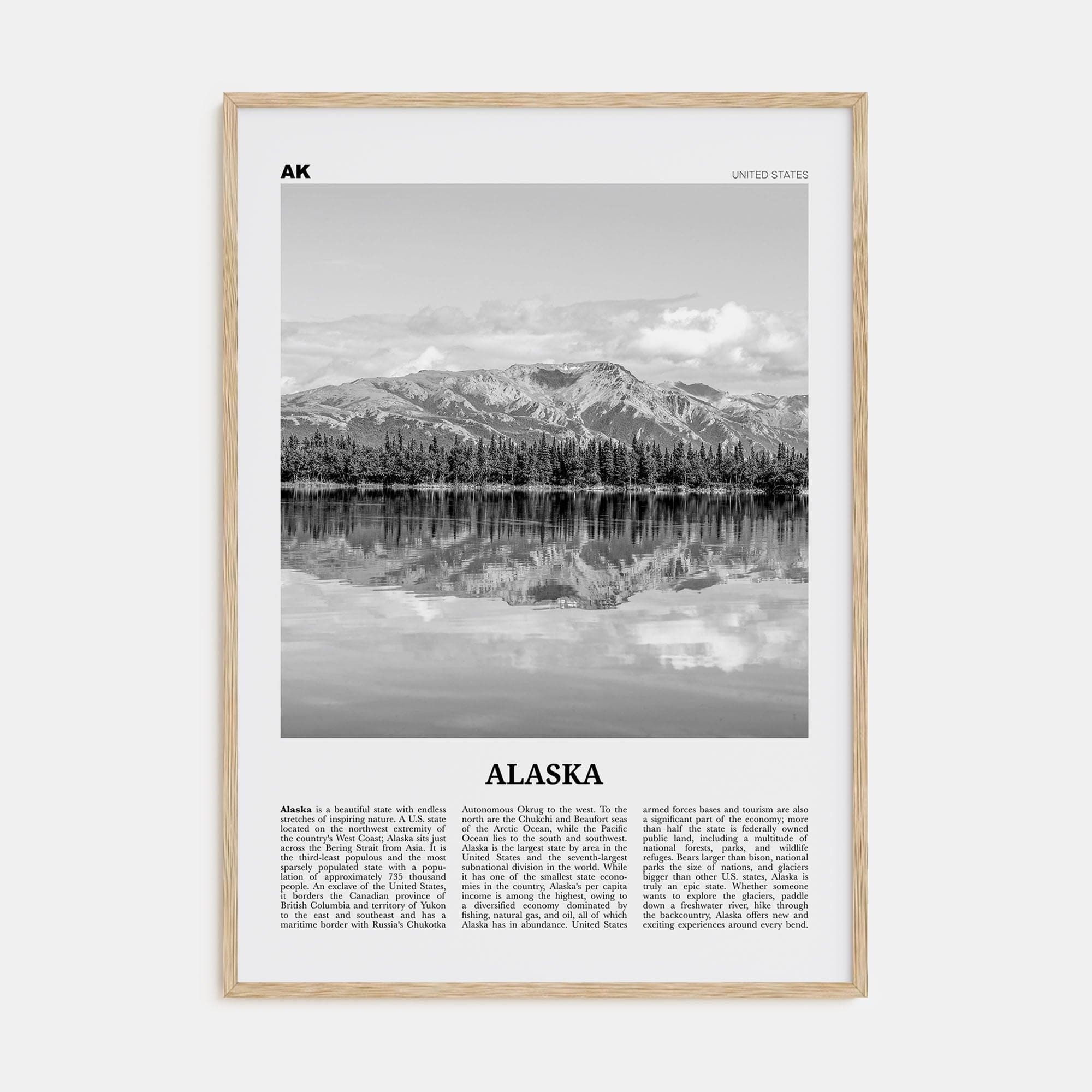 Alaska No 2 Poster Natural Wood / 8x12 in Nbourhood Travel B&W Poster