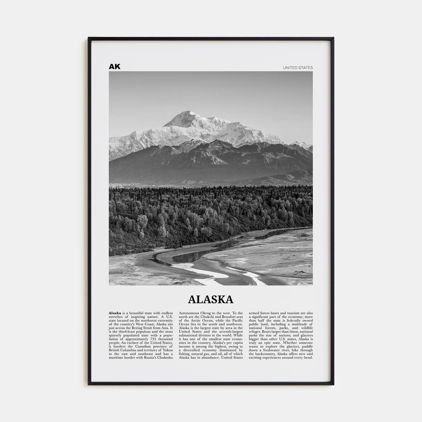 Alaska No 3 Poster None / 8x12 in Nbourhood Travel B&W Poster