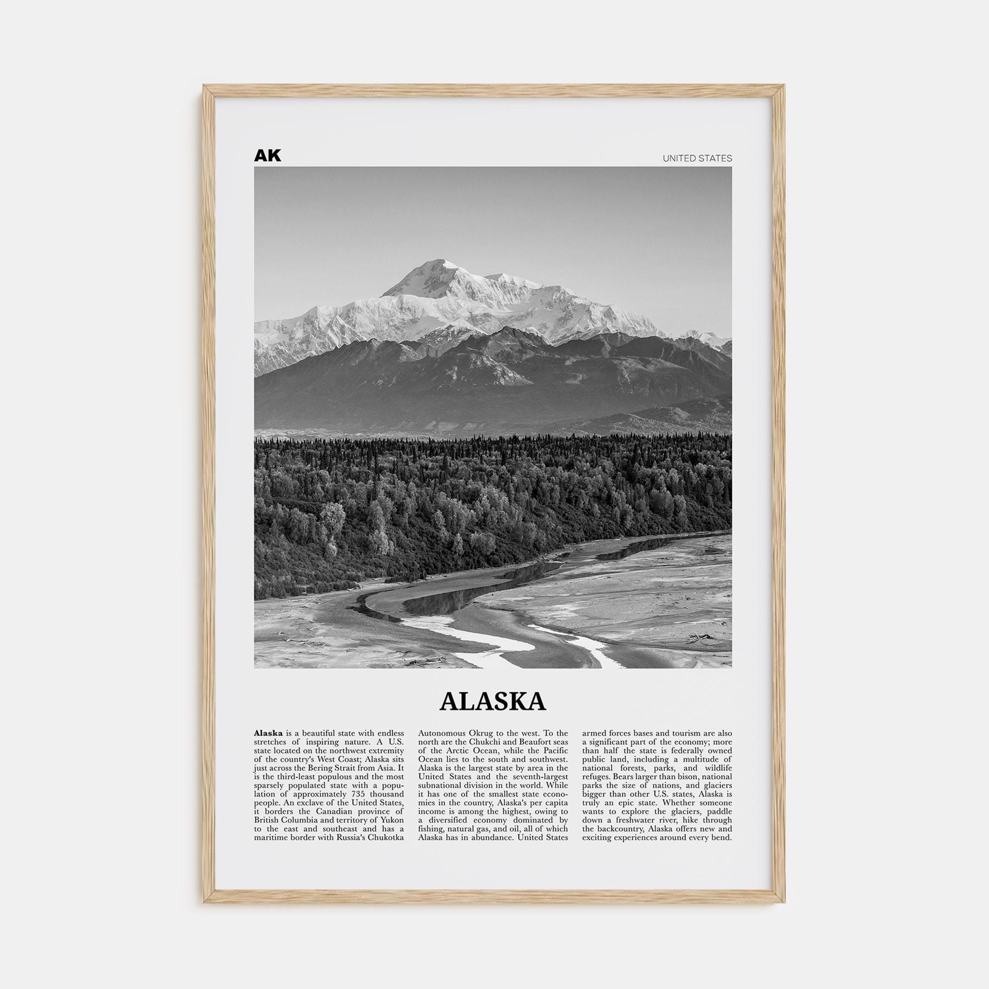 Alaska No 3 Poster Natural Wood / 8x12 in Nbourhood Travel B&W Poster