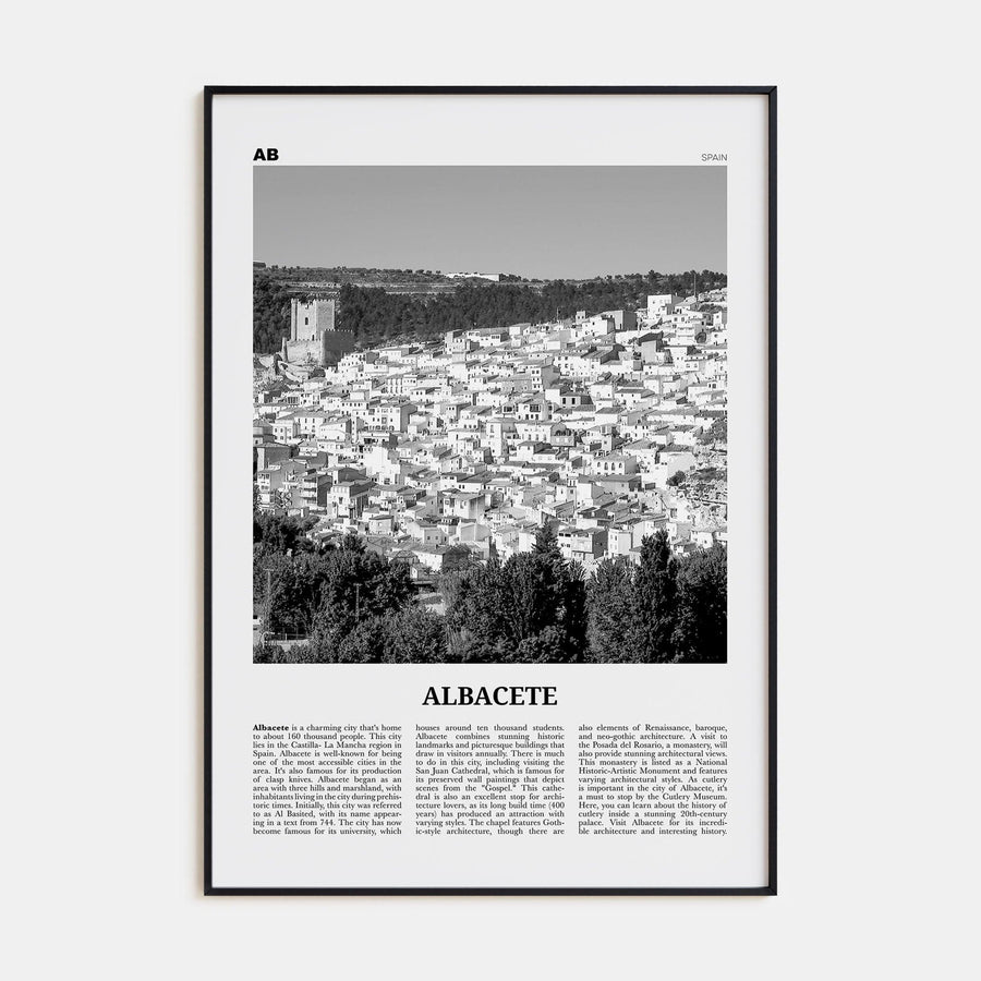 Albacete Poster None / 8x12 in Nbourhood Travel B&W Poster