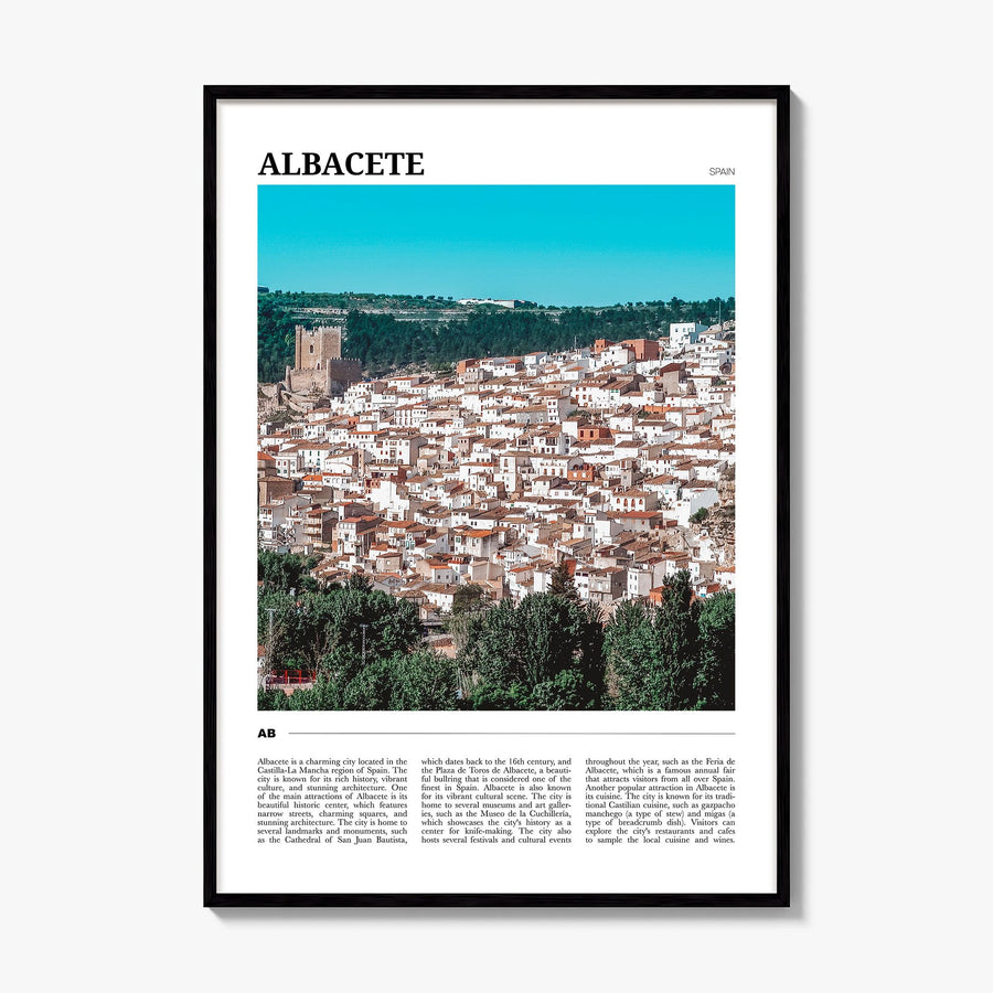 Albacete Travel Poster, framed poster mockup