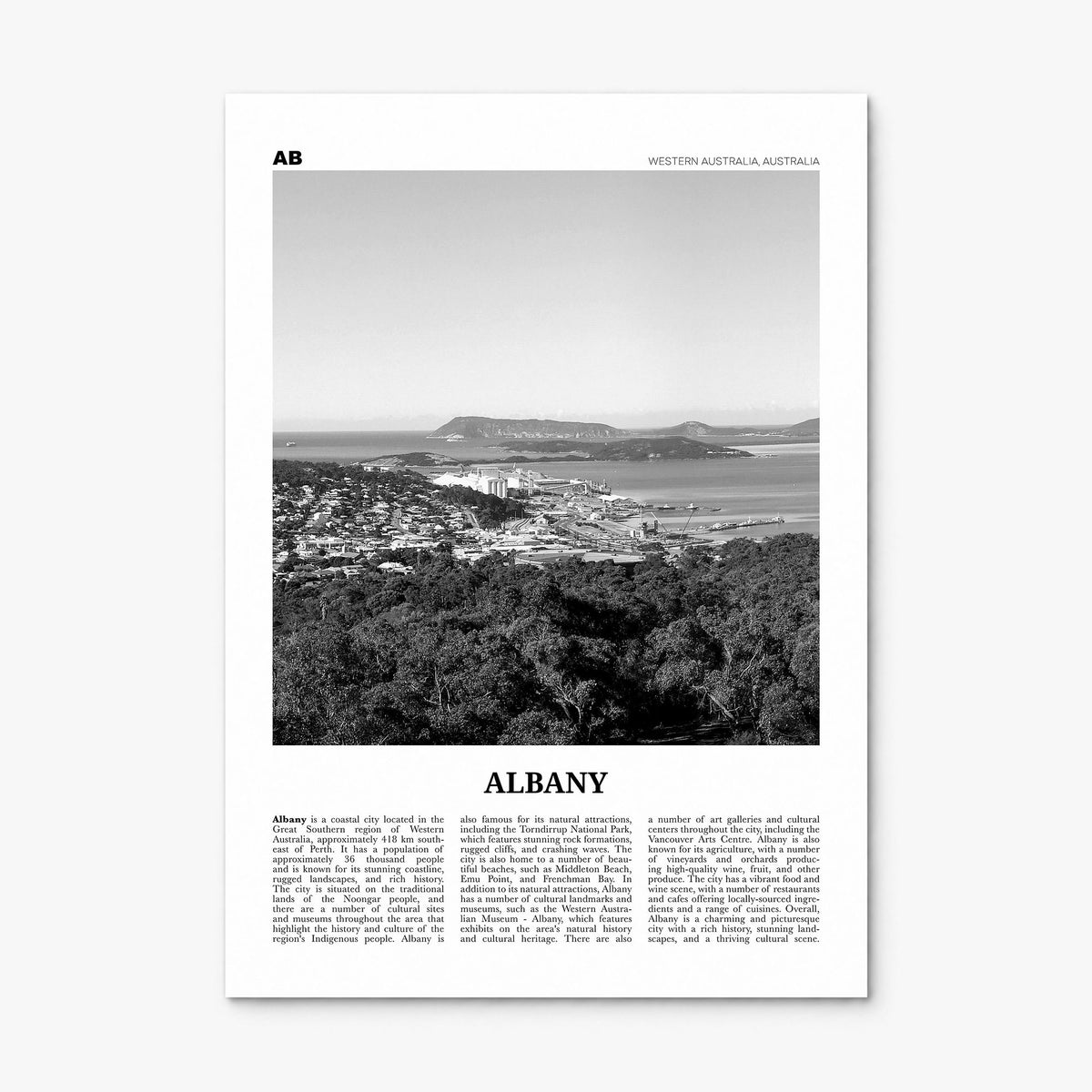Albany, Australia Newspaper Poster, print only (unframed)