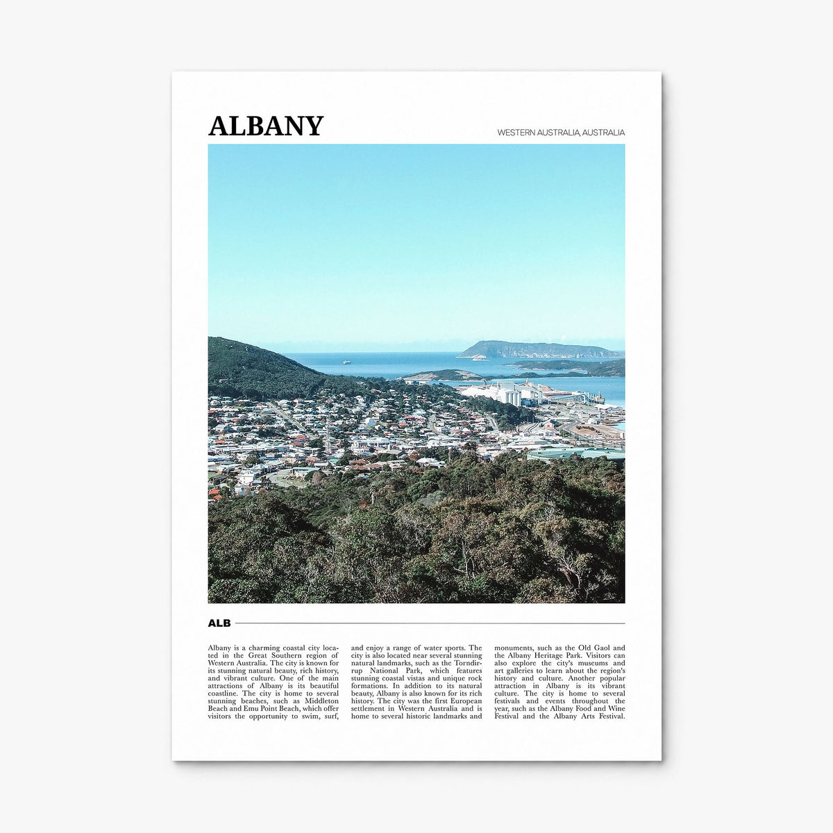 Albany, Australia Travel Poster, print only (unframed)