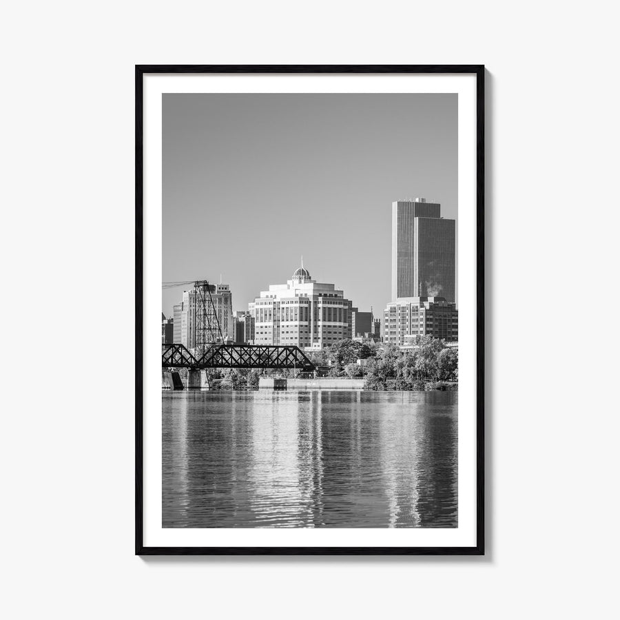Albany, New York black & white photo poster of New York, USA – vertical wall art, unframed print shown in interior mockup