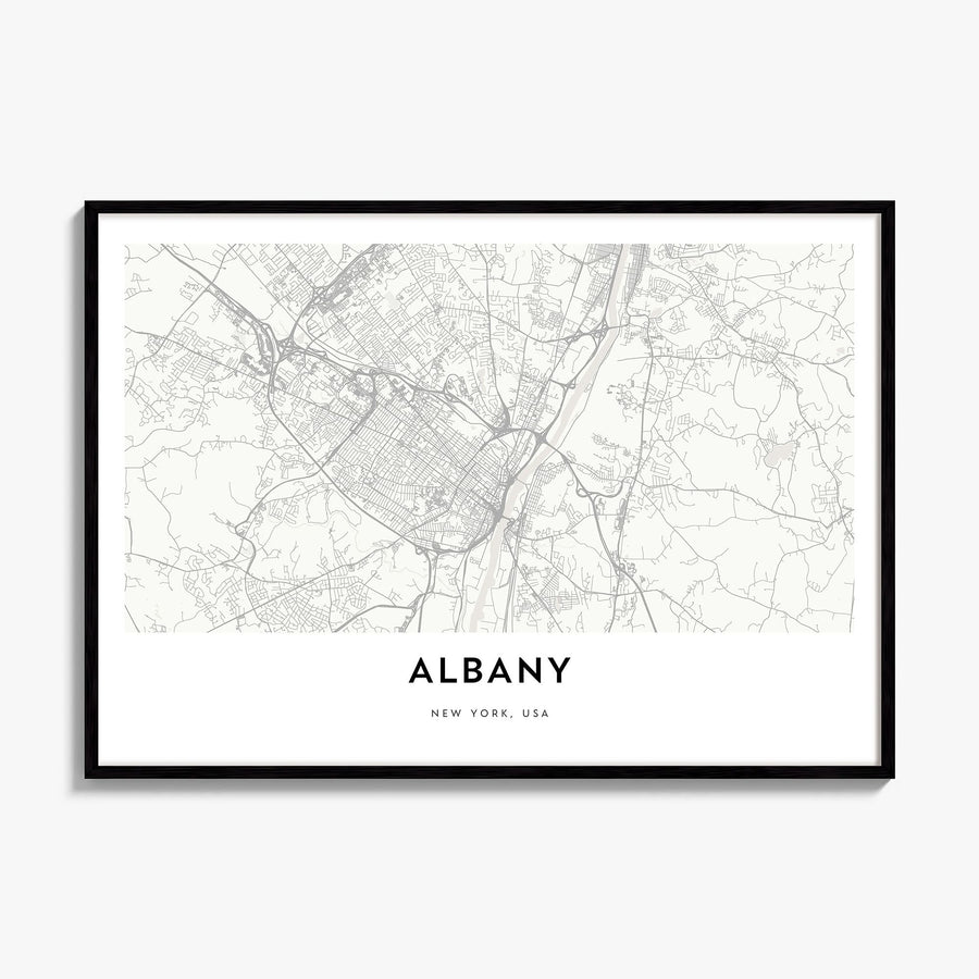 Albany, New York Map Poster, framed poster mockup