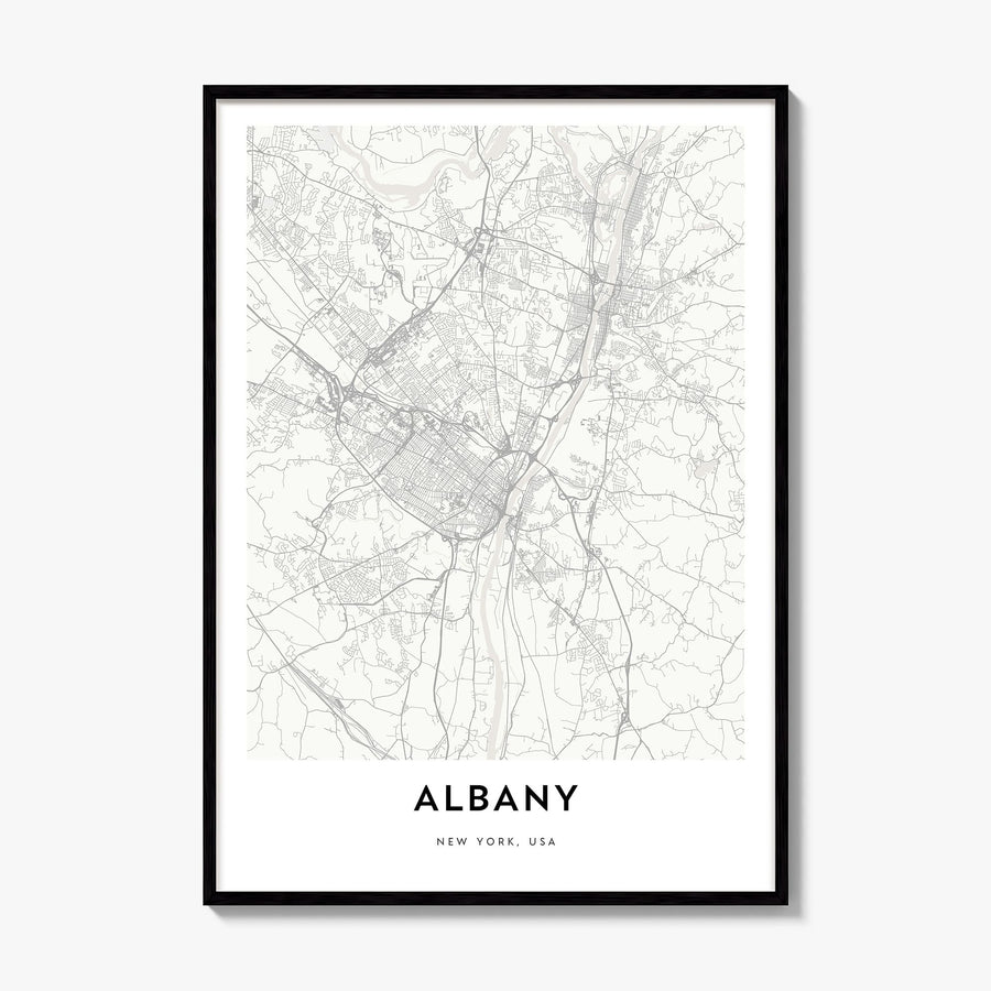 Albany, New York Map Poster, framed poster mockup