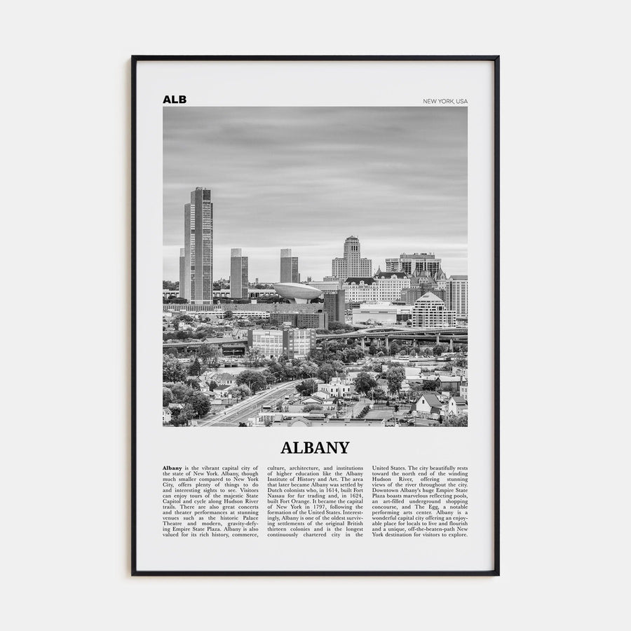 Albany, New York Poster None / 8x12 in Nbourhood Travel B&W Poster