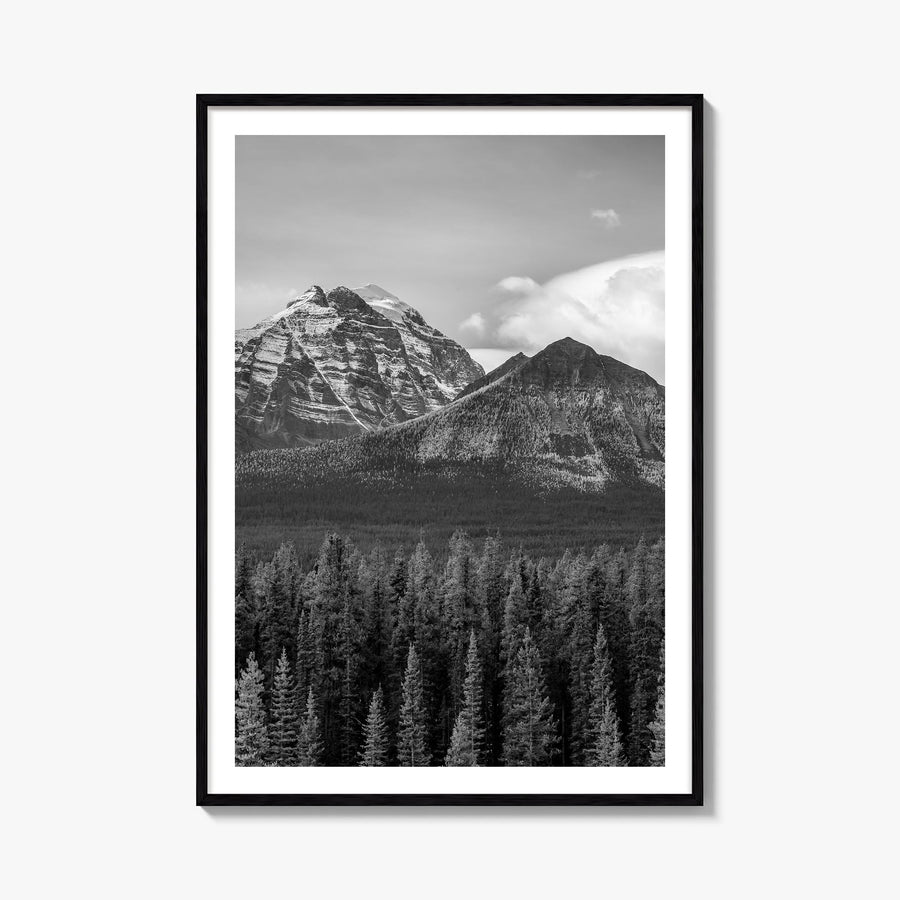 Alberta black & white photo poster of Canada – vertical wall art, unframed print shown in interior mockup