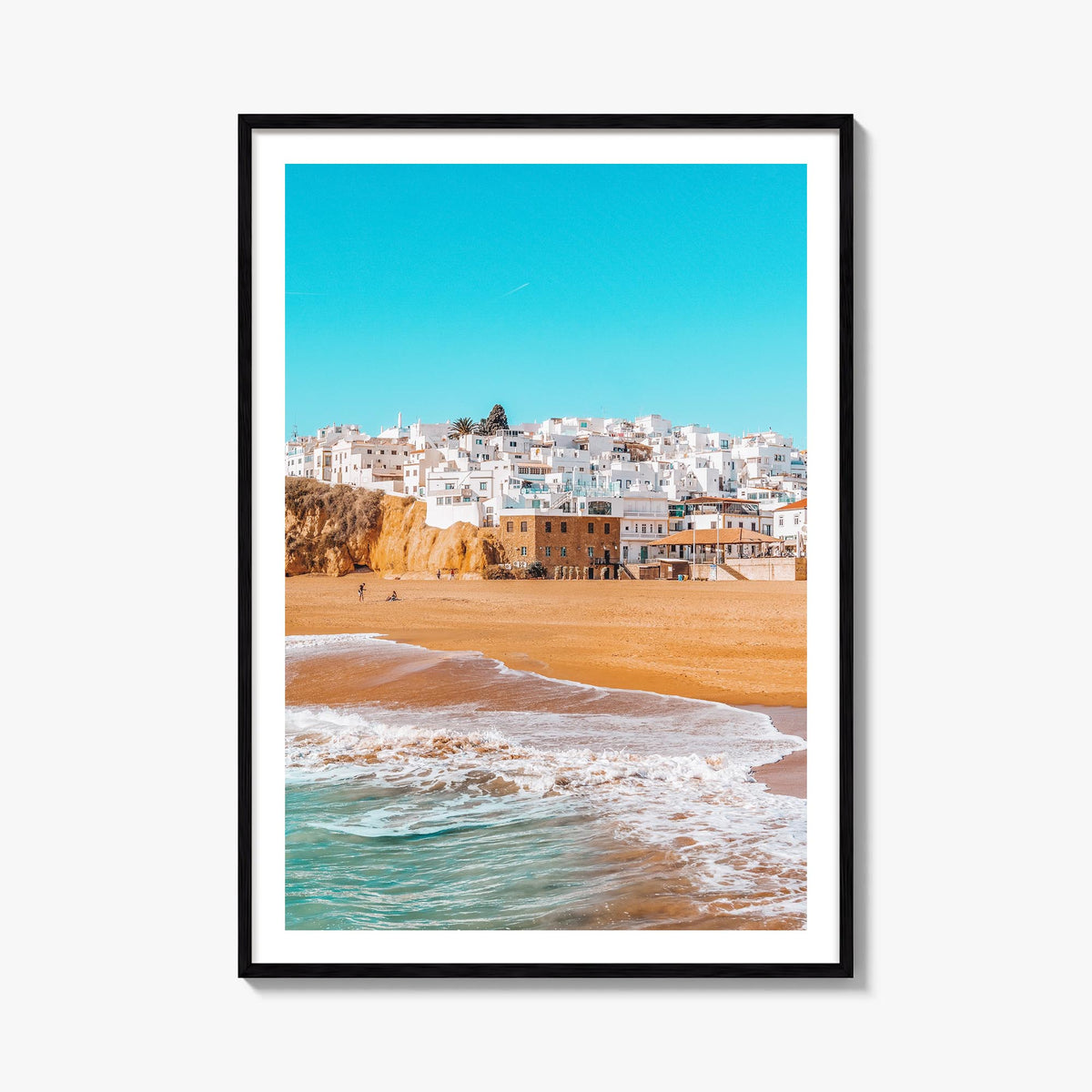 Albufeira colorful photo poster of Portugal – vertical wall art, unframed print shown in interior mockup