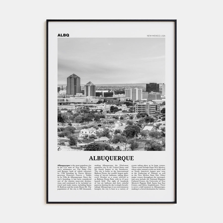 Albuquerque Poster None / 8x12 in Nbourhood Travel B&W Poster