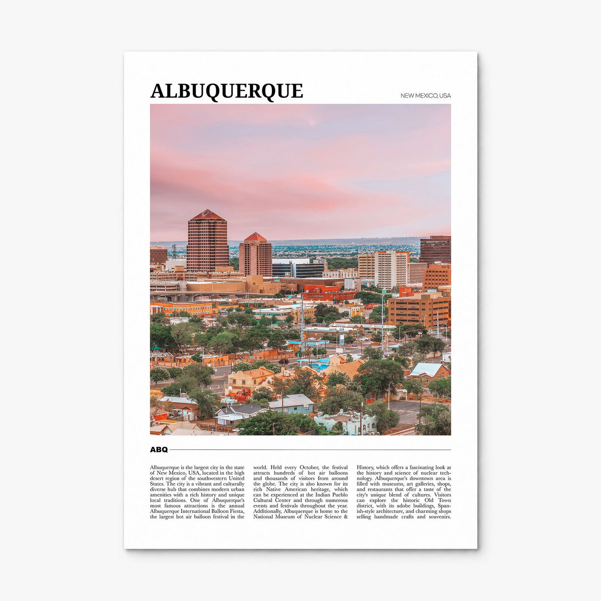 Albuquerque Travel Poster, print only (unframed)