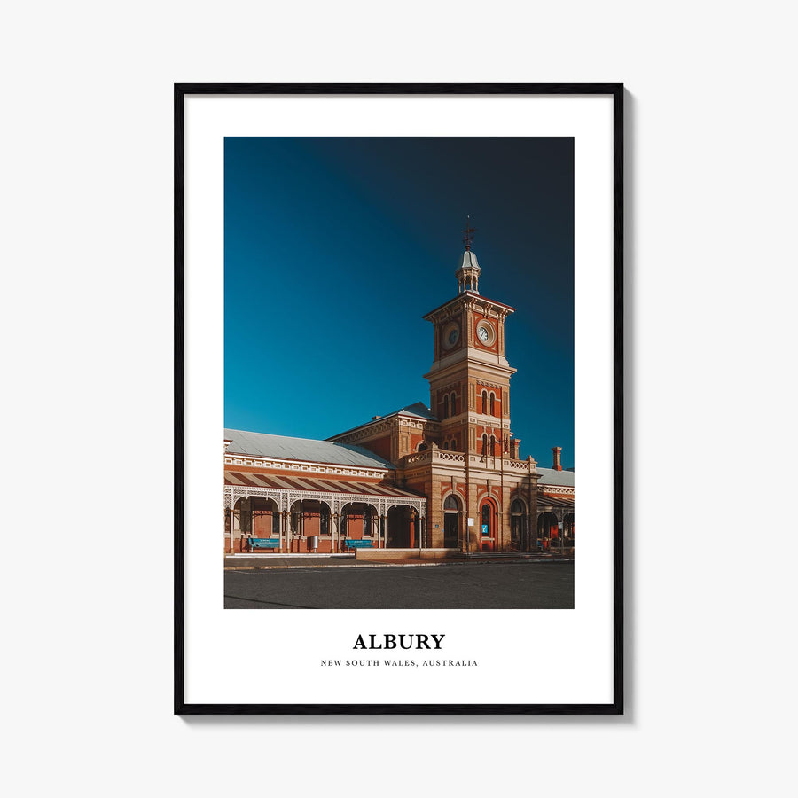 Albury colorful classic poster of Australia – vertical wall art, unframed print shown in interior mockup