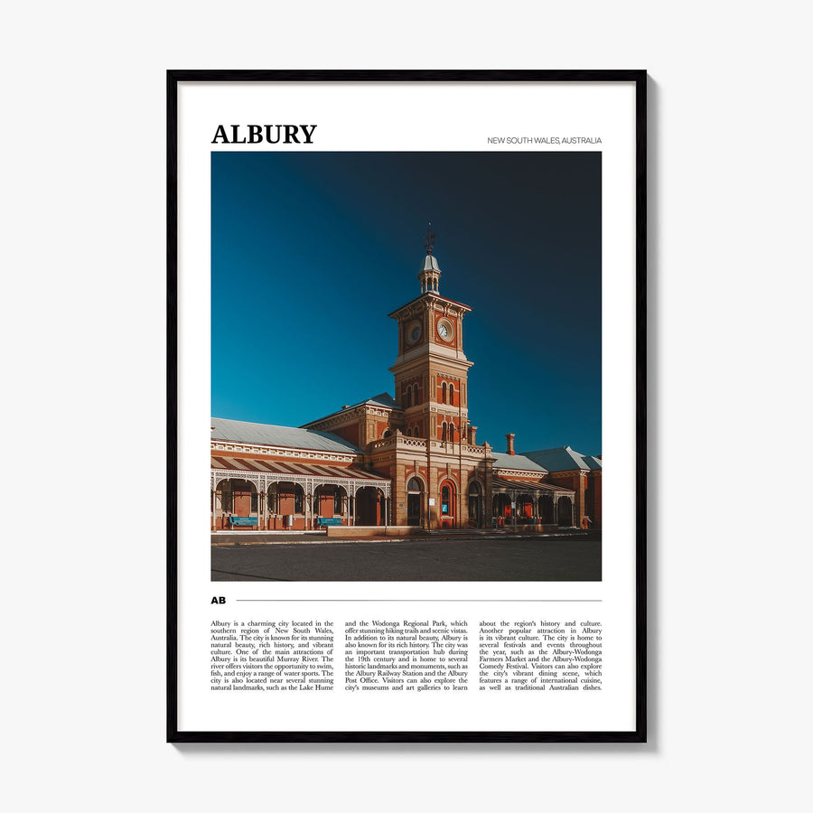 Albury Travel Poster, framed poster mockup