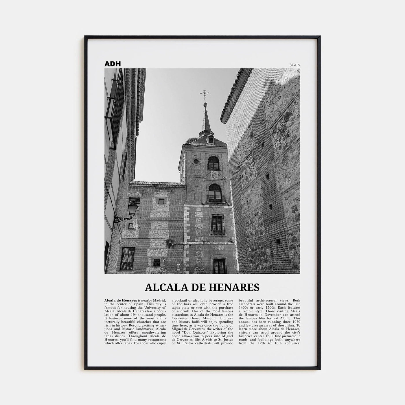 Alcala de Henares Poster None / 8x12 in Nbourhood Travel B&W Poster