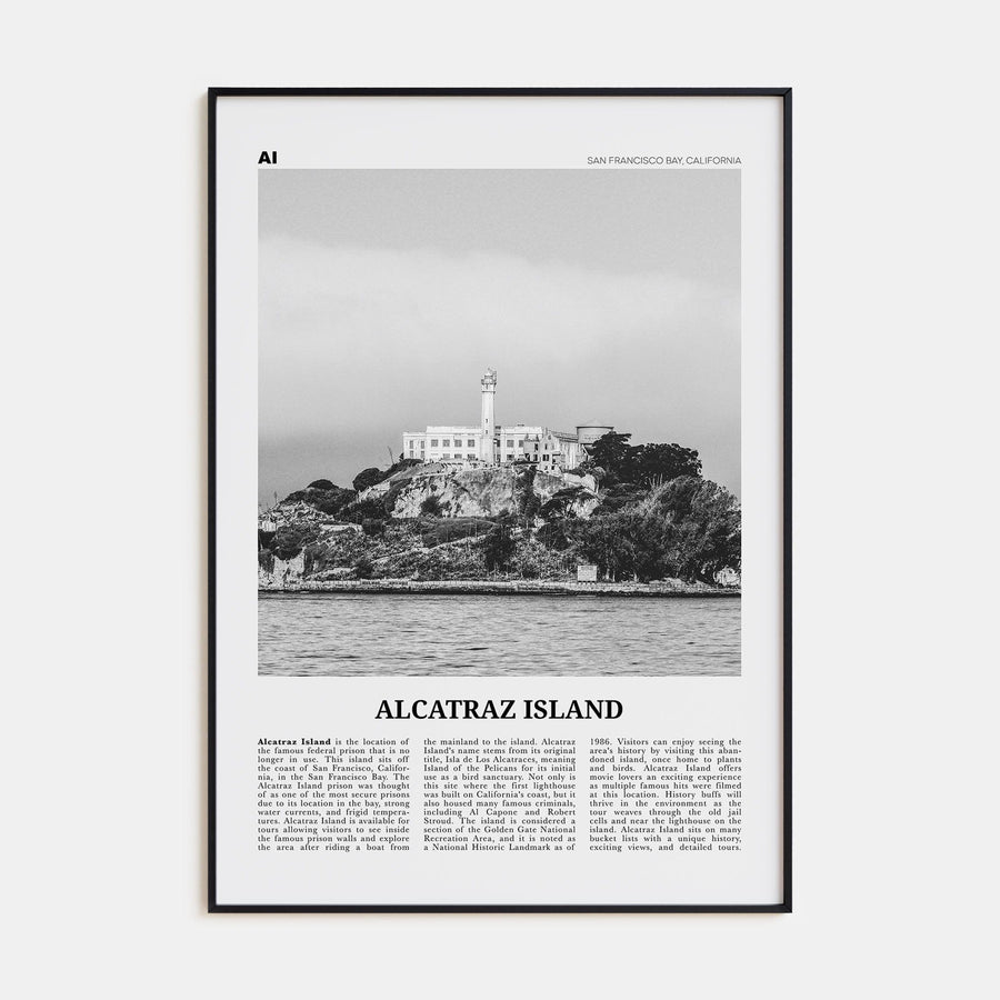 Alcatraz Island Poster None / 8x12 in Nbourhood Travel B&W Poster