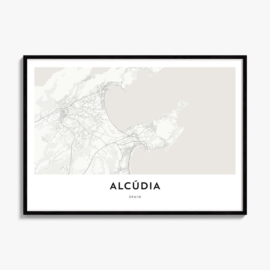 Alcudia Map Poster, framed poster mockup