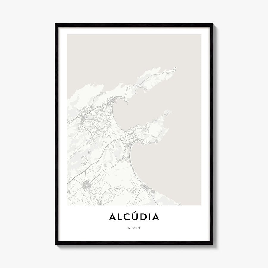 Alcudia Map Poster, framed poster mockup