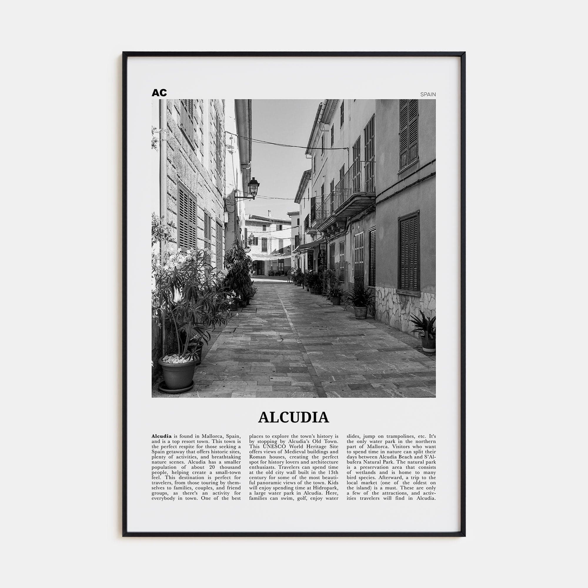 Alcudia Poster None / 8x12 in Nbourhood Travel B&W Poster