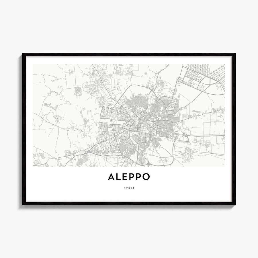 Aleppo Map Poster, framed poster mockup