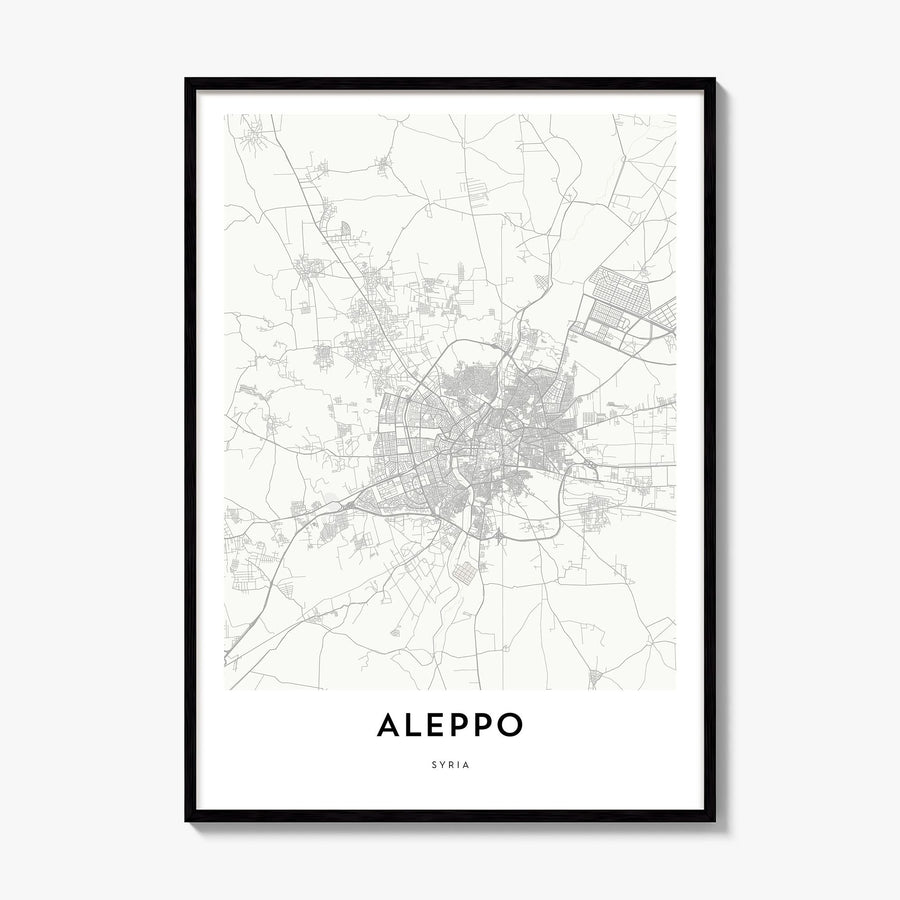 Aleppo Map Poster, framed poster mockup