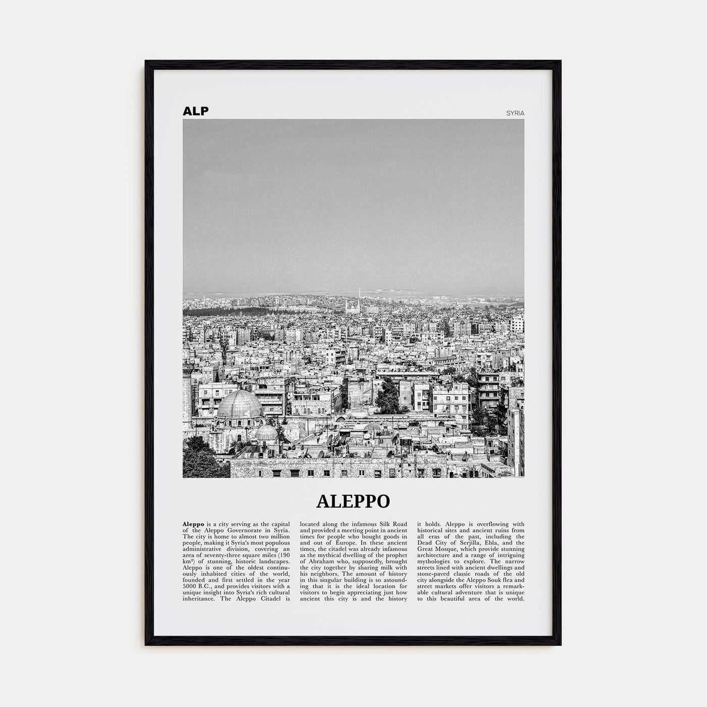 Aleppo Poster Black Wood / 8x12 in Nbourhood Travel B&W Poster