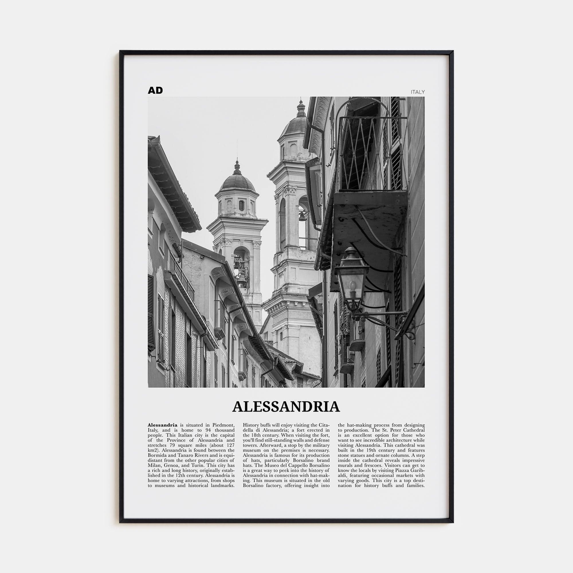 Alessandria Poster None / 8x12 in Nbourhood Travel B&W Poster