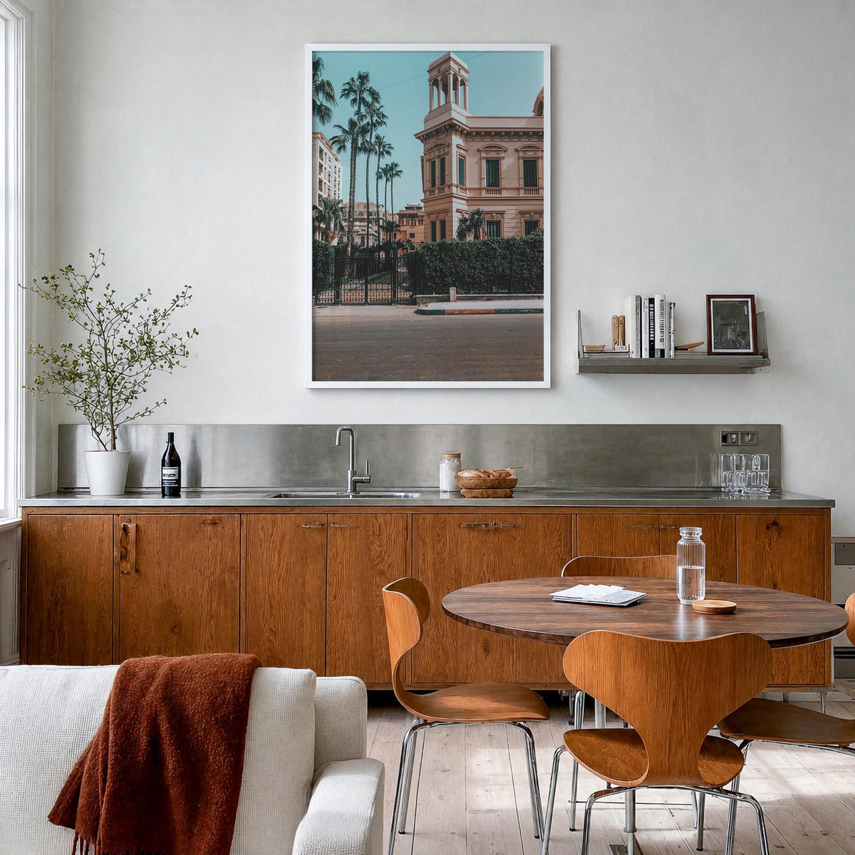 Alexandria, Egypt colorful photo poster of Egypt – vertical wall art in white wood frame, hanging on wall