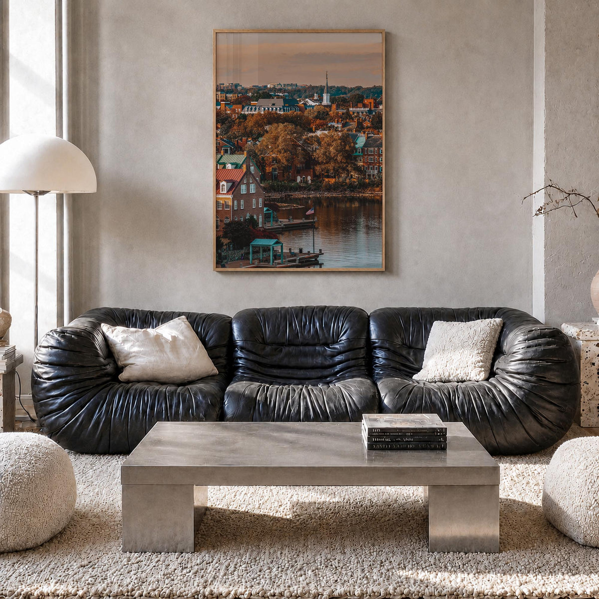 Alexandria, Virginia colorful photo poster of Virginia, USA – vertical wall art in natural wood frame, hanging on wall