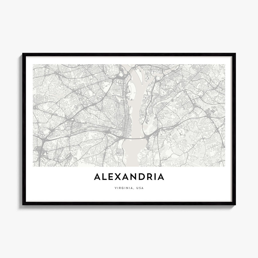 Alexandria, Virginia Map Poster, framed poster mockup